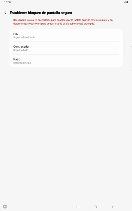 Pulsa el código de seguridad deseado y sigue las indicaciones de la pantalla para crear un código de seguridad adicional. Pulsa el código de seguridad deseado y sigue las indicaciones de la pantalla para crear un código de seguridad adicional.