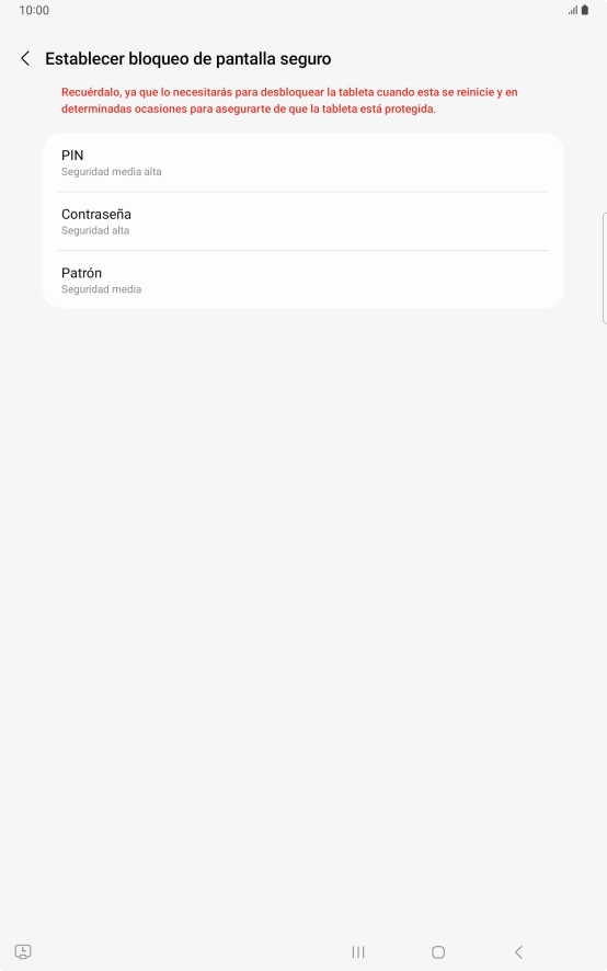 Pulsa el código de seguridad deseado y sigue las indicaciones de la pantalla para crear un código de seguridad adicional. Pulsa el código de seguridad deseado y sigue las indicaciones de la pantalla para crear un código de seguridad adicional.