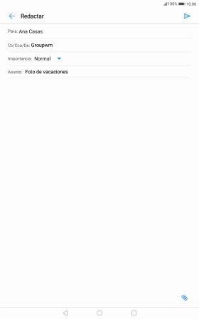 Pulsa en el campo de escritura y escribe el texto del correo electrónico. Pulsa en el campo de escritura y escribe el texto del correo electrónico.