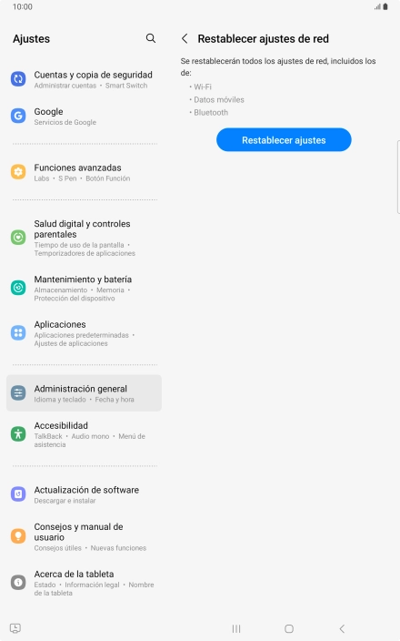 Pulsa Restablecer ajustes. Pulsa Restablecer ajustes.