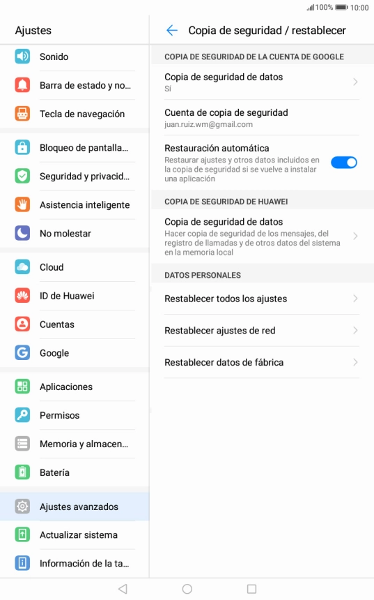 Pulsa Restablecer datos de fábrica. Pulsa Restablecer datos de fábrica.