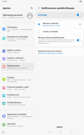 Pulsa los ajustes deseados. Pulsa los ajustes deseados.