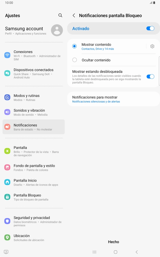 Pulsa los ajustes deseados. Pulsa los ajustes deseados.