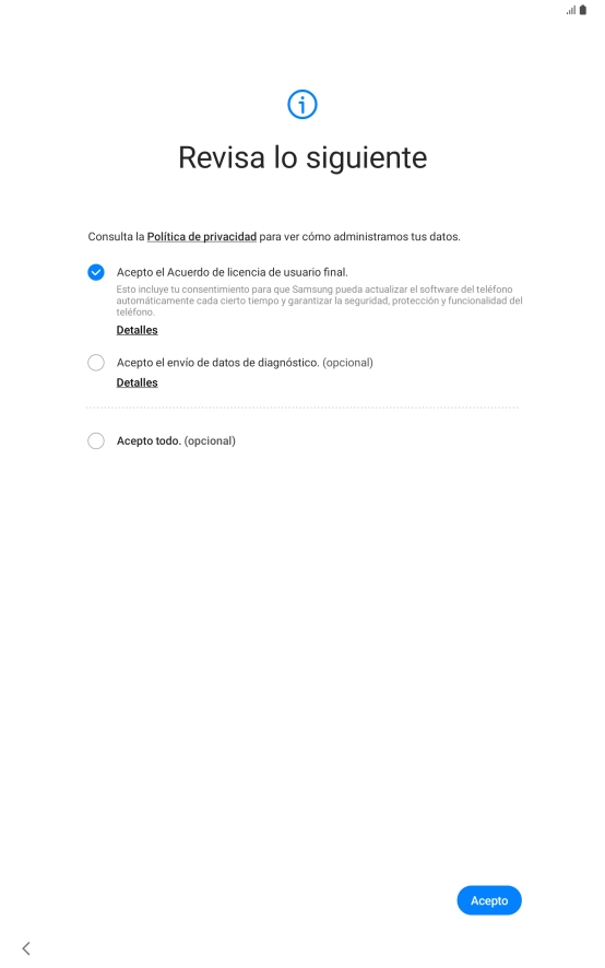 Pulsa Acepto. Pulsa Acepto.