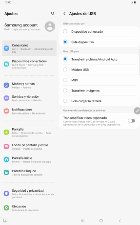 Pulsa Transferir archivos/Android Auto. Pulsa Transferir archivos/Android Auto.
