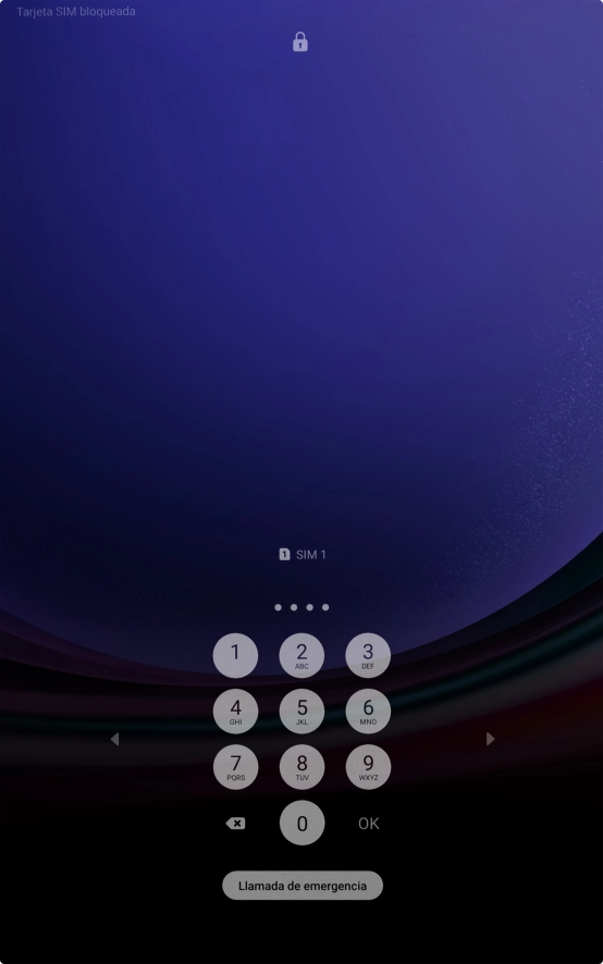 Si es necesario desbloquear la tarjeta SIM, introduce el código PIN y pulsa OK. Si es necesario desbloquear la tarjeta SIM, introduce el código PIN y pulsa OK.