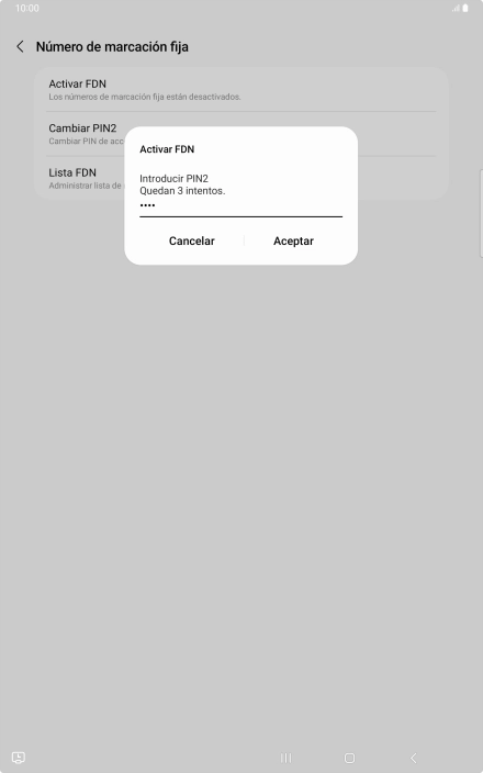 Introduce el código PIN2 y pulsa Aceptar. Introduce el código PIN2 y pulsa Aceptar.