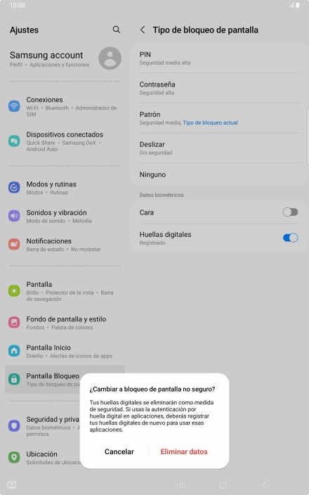 Pulsa Eliminar datos. Pulsa Eliminar datos.