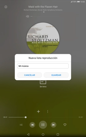 Introduce el nombre deseado de la lista de reproducción y pulsa GUARDAR. Introduce el nombre deseado de la lista de reproducción y pulsa GUARDAR.