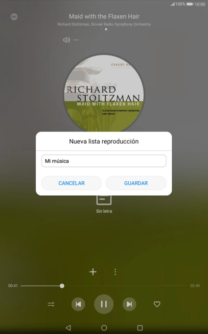 Introduce el nombre deseado de la lista de reproducción y pulsa GUARDAR. Introduce el nombre deseado de la lista de reproducción y pulsa GUARDAR.