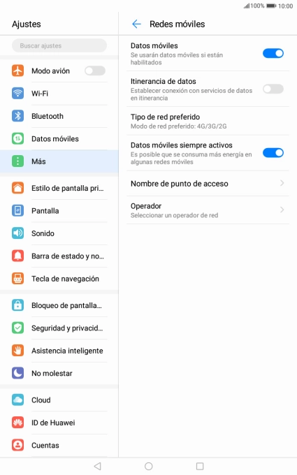Pulsa Tipo de red preferido.