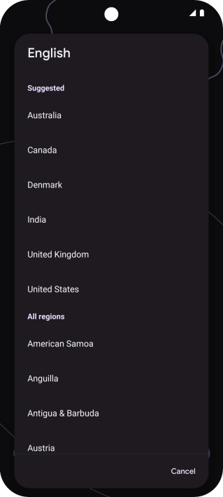 Press the required country or area.