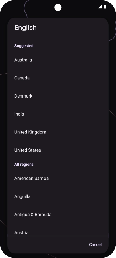 Press the required country or area.