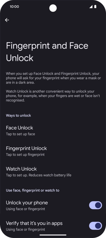 Press Fingerprint Unlock. Press Fingerprint Unlock.