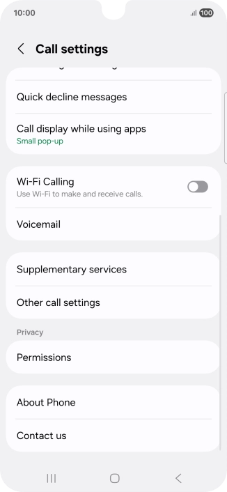 Press Supplementary services. Press Supplementary services.