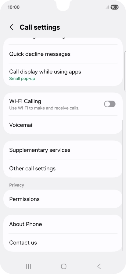 Press Supplementary services. Press Supplementary services.