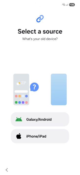 Press the required setting and follow the instructions on the screen to transfer the content from another phone.
