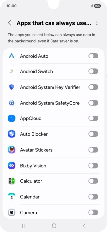 Press the indicators next to the required apps to turn the function on or off. Press the indicators next to the required apps to turn the function on or off.