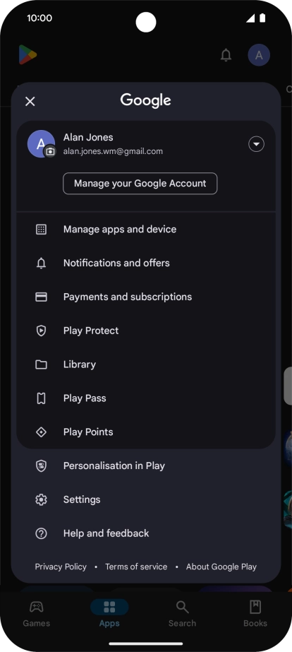 Press Manage apps and device.