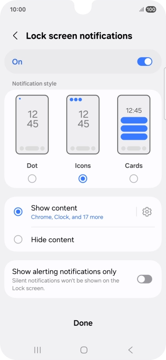 Press the required settings to turn them on or off.