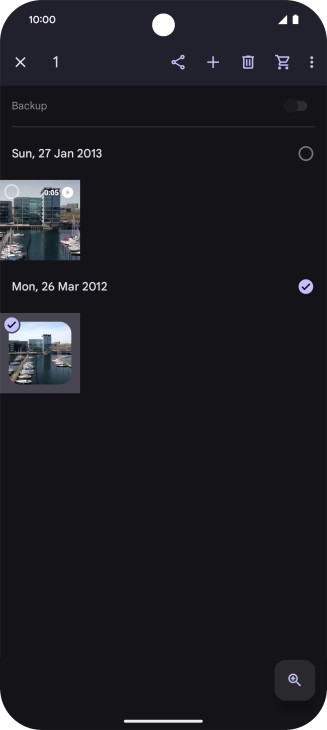 Press the required pictures or videos to select them. Press the required pictures or videos to select them.