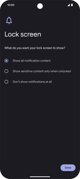 Press the required setting. Press the required setting.