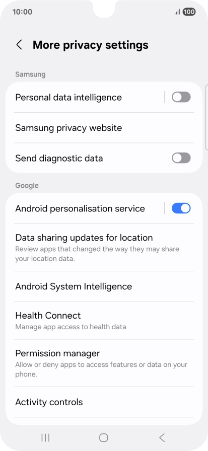 Press Permission manager.