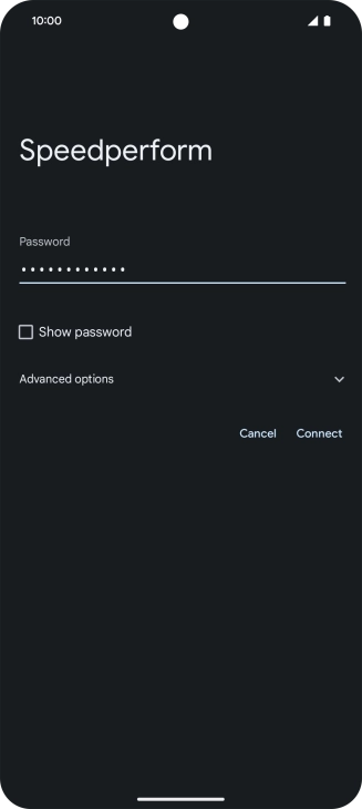 Key in the password for the Wi-Fi network and press Connect.