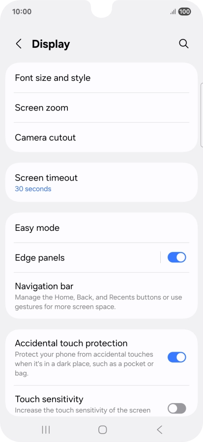 Press Screen timeout.
