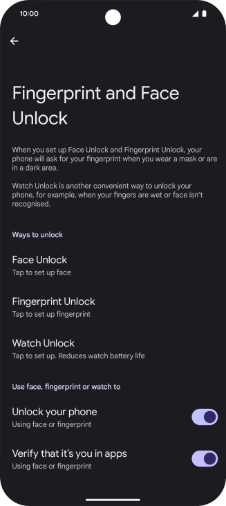 Press Fingerprint Unlock.
