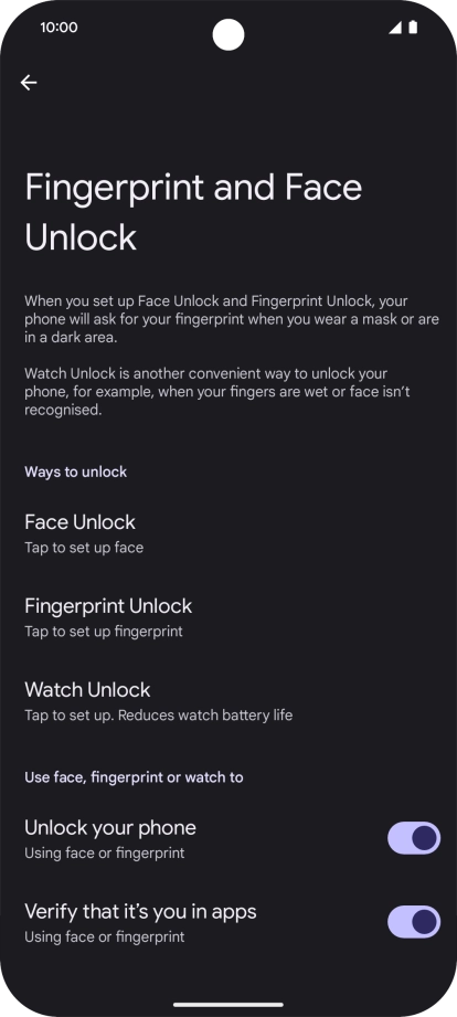 Press Fingerprint Unlock.