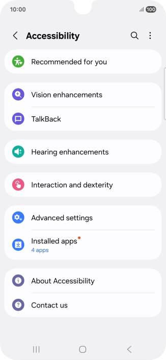 Press Vision enhancements and follow the instructions on the screen to select the required settings.