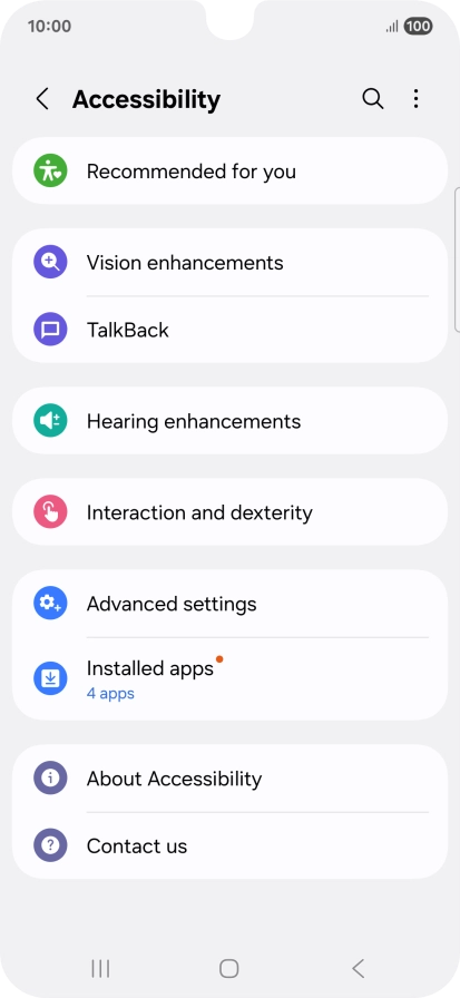 Press Vision enhancements and follow the instructions on the screen to select the required settings.