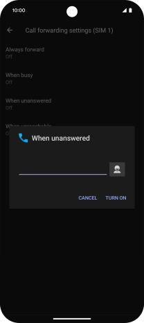 Key in (prefix) 5 (your phone number) and press TURN ON.