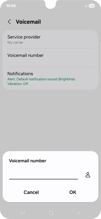 Key in +447836121121 and press OK.