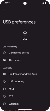 Press File transfer/Android Auto.