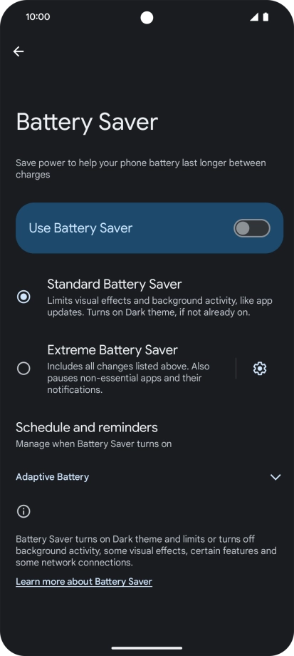 Press the required settings to turn them on or off.