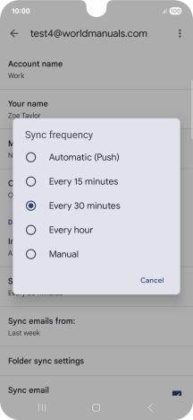 Press the required setting.