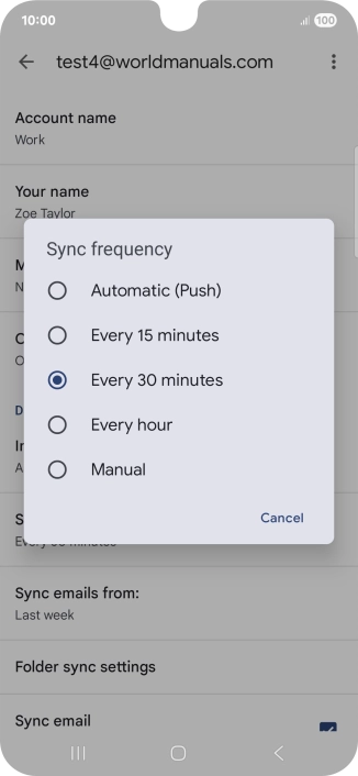 Press the required setting.