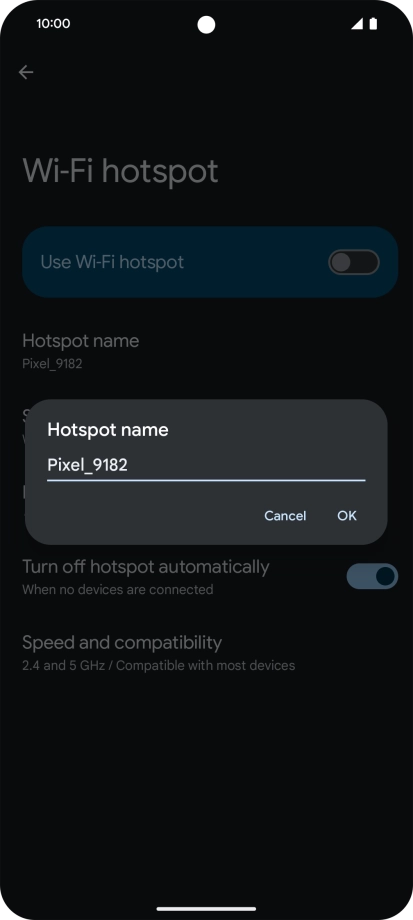 Key in the required Wi-Fi hotspot name and press OK.
