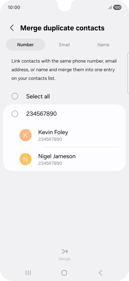 Press the field next to the required number.