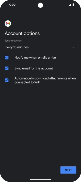 If this screen is displayed, you email account has been recognised and set up automatically. Follow the instructions on the screen to key in more information and finish setting up your email account.