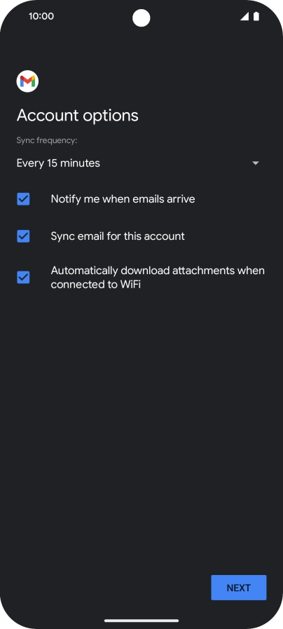 If this screen is displayed, you email account has been recognised and set up automatically. Follow the instructions on the screen to key in more information and finish setting up your email account.