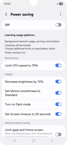 Press the indicators next to the required settings.