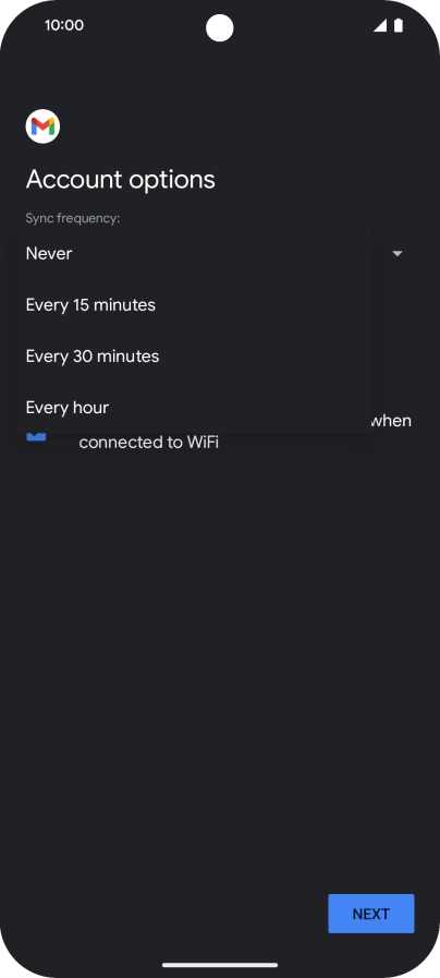 Press the required setting.