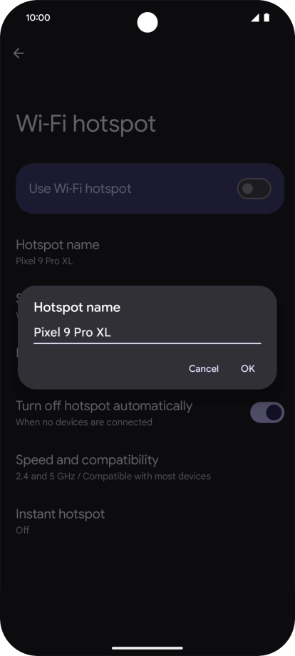 Key in the required Wi-Fi hotspot name and press OK.