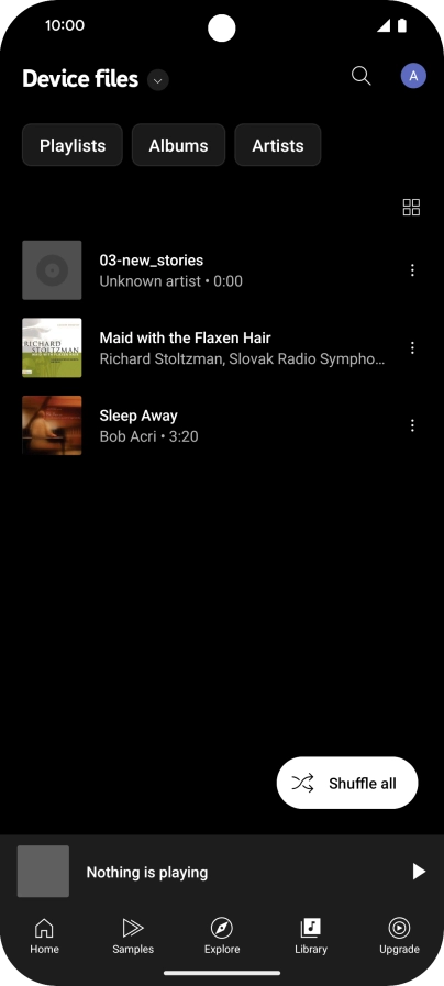 Press the required audio file. Press the required audio file.