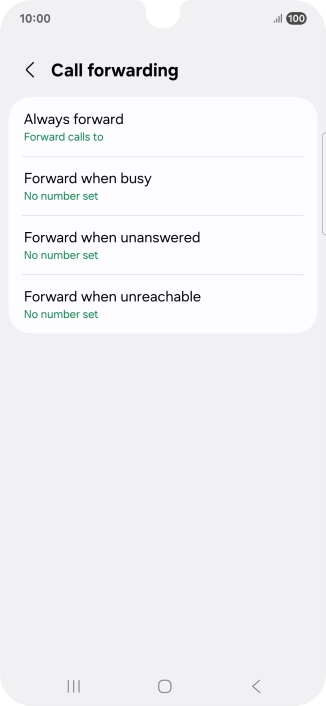 Press the required divert type.