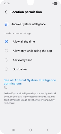 Press the required setting.