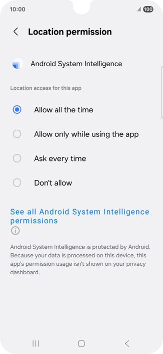 Press the required setting.